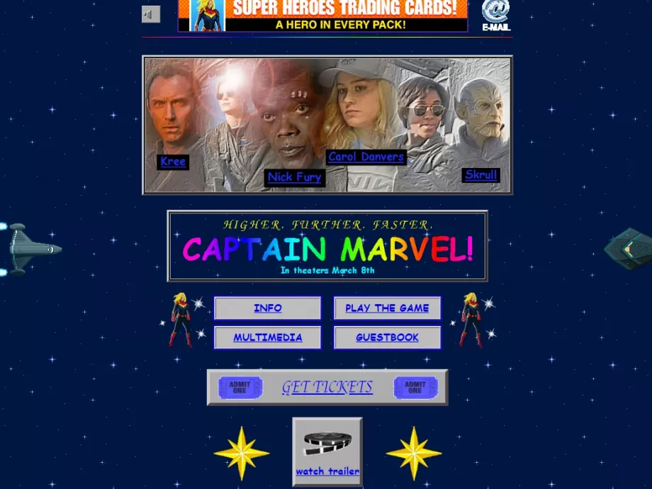 Tökéletes időutazás az internet hőskorába a Marvel Kapitány hivatalos oldala