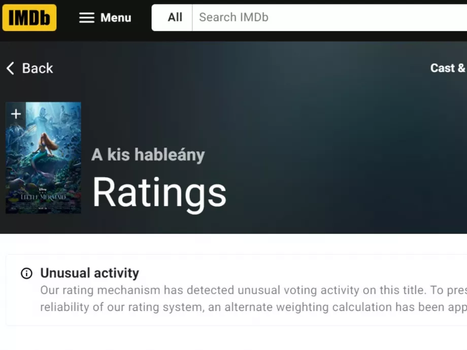 Nagyon lehúzták az élőszereplős A kis hableányt, változtatott rendszerén az IMDb