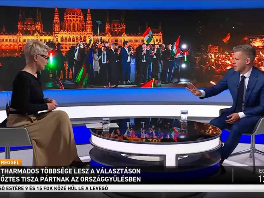 „Egyik első lépésünk lesz, hogy felfüggesztjük ennek a propagandamédiának a hírszolgáltatását” – Magyar Péter a közmédiában